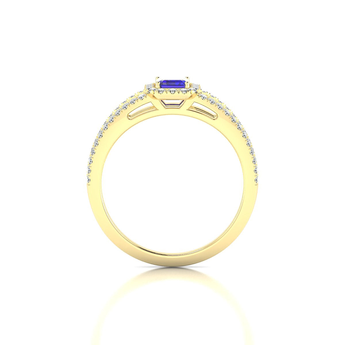 Grace | 18k Yellow Gold 6 x 4 mm Emerald Tanzanite Ring