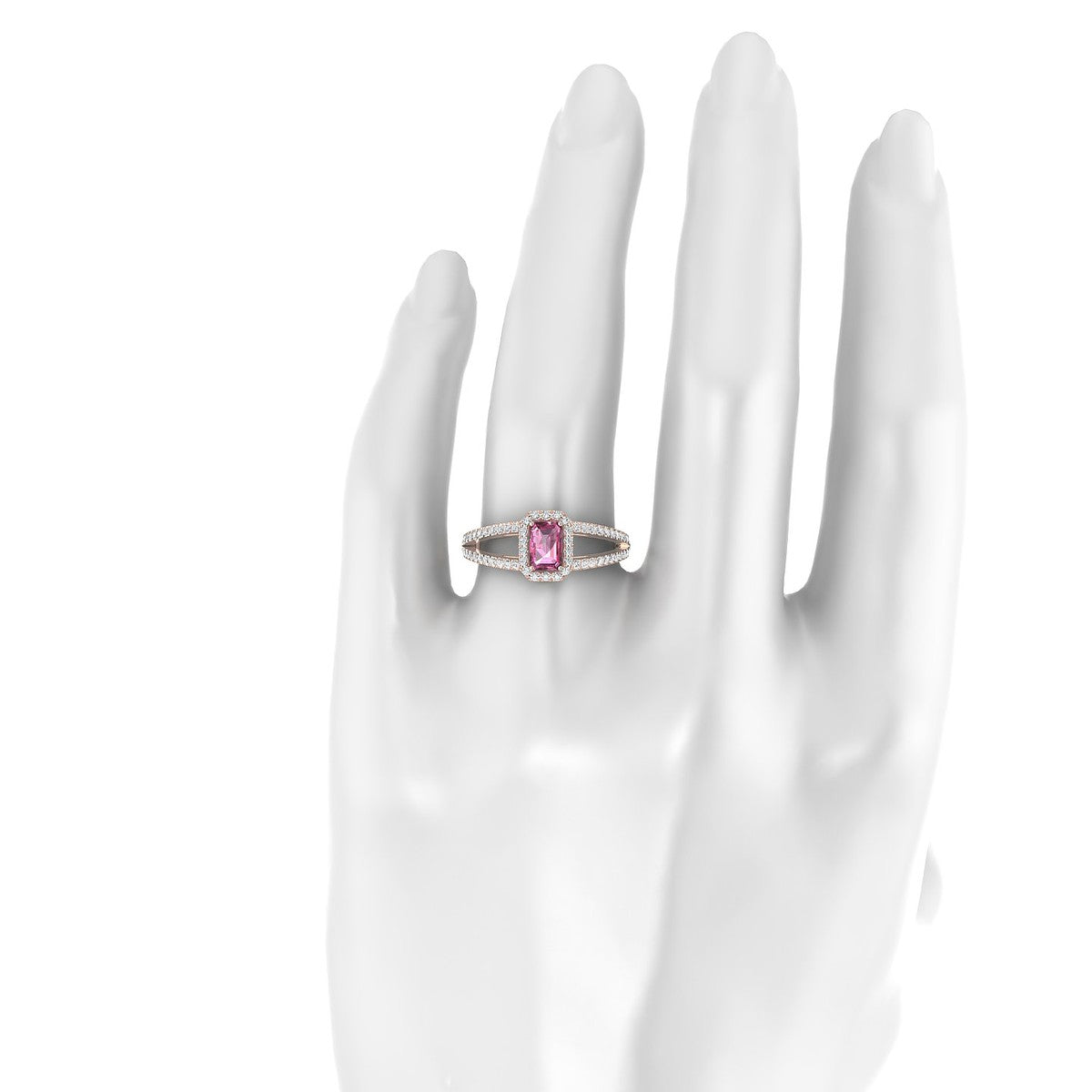 Grace | 18k Rose Gold 6 x 4 mm Emerald Rhodolite Ring