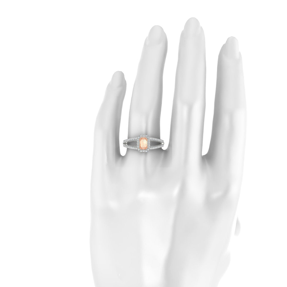 Grace | 18k White Gold 6 x 4 mm Emerald Morganite Ring