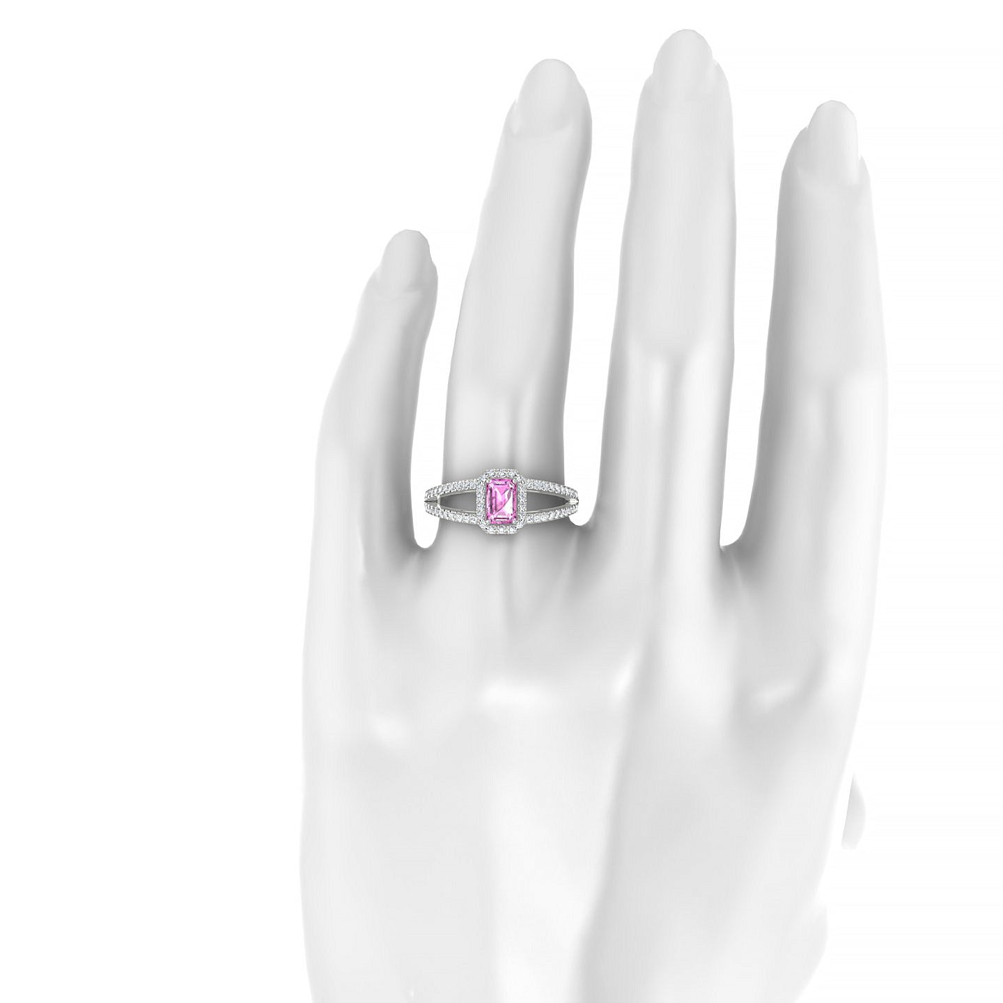 Grace | 18k White Gold 6 x 4 mm Emerald Pink Sapphire Ring