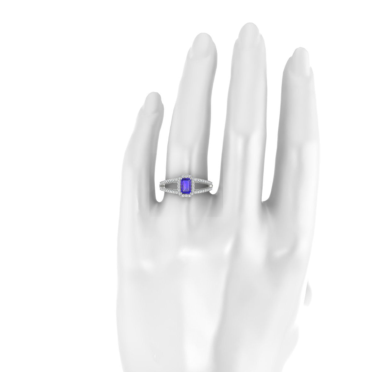 Grace | 18k White Gold 6 x 4 mm Emerald Tanzanite Ring