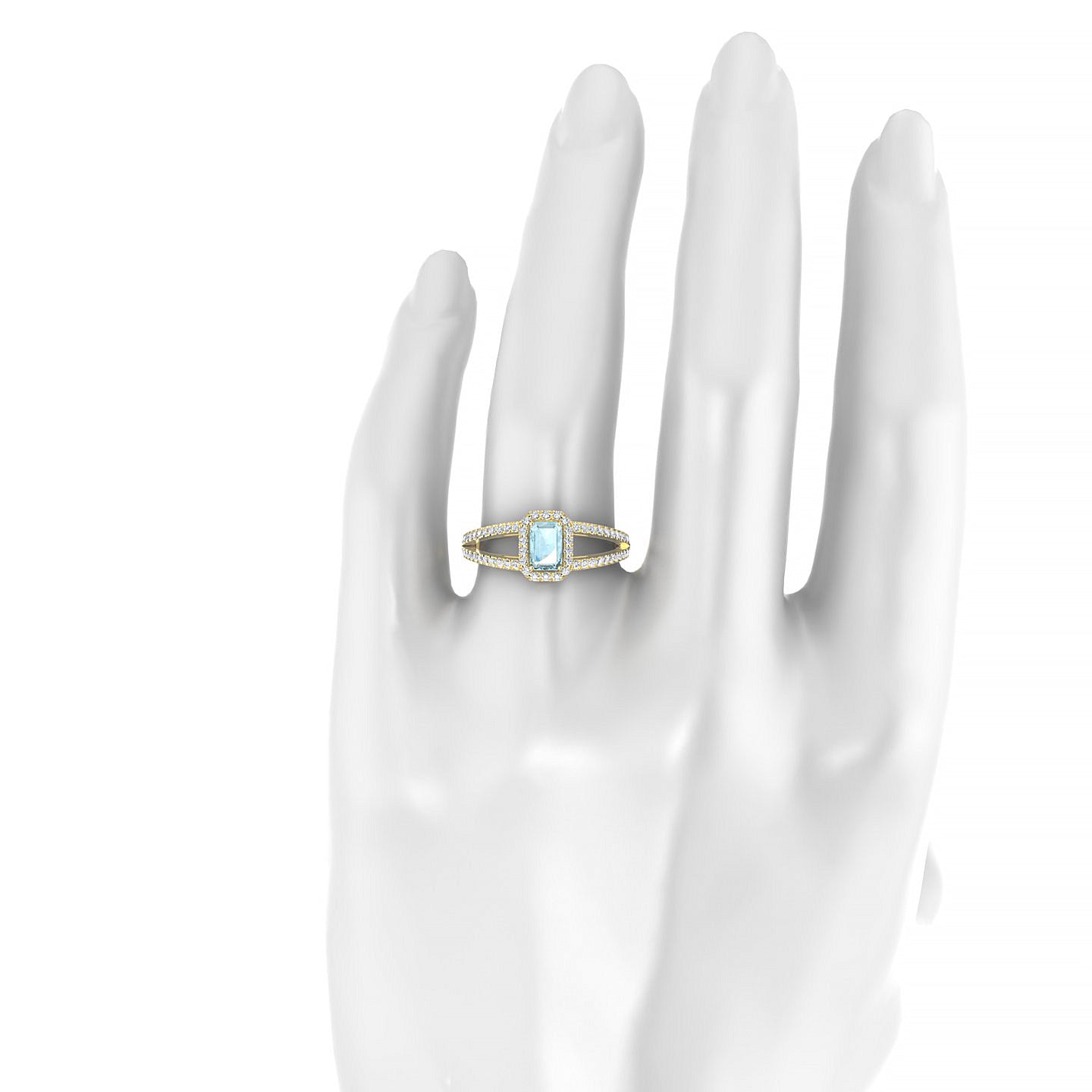 Grace | 18k Yellow Gold 6 x 4 mm Emerald Aquamarine Ring