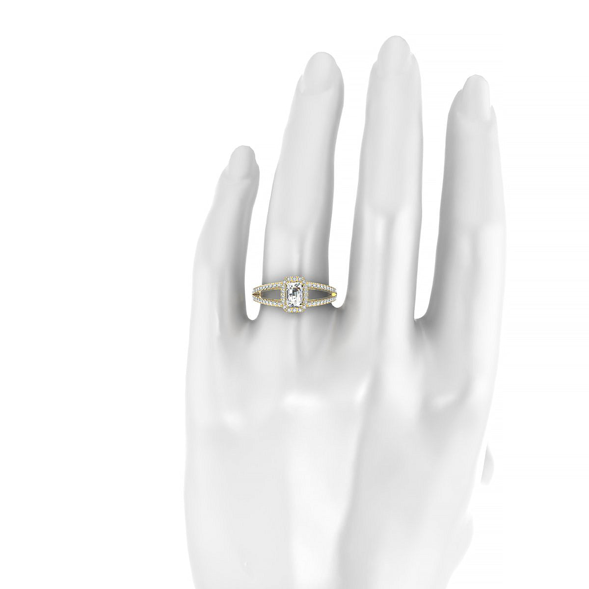 Grace | 18k Yellow Gold 6 x 4 mm Emerald Diamond Ring