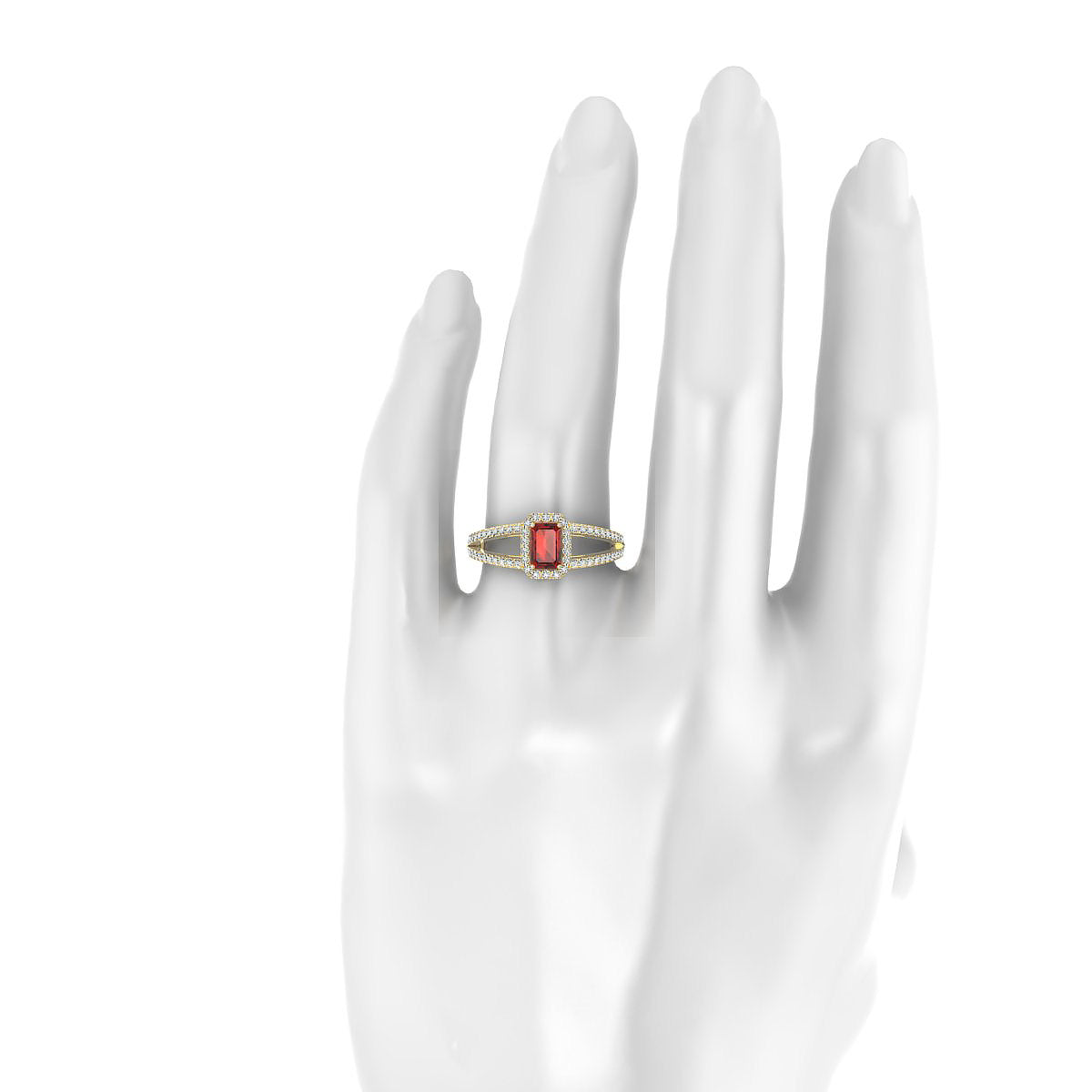 Grace | 18k Yellow Gold 6 x 4 mm Emerald Garnet Ring