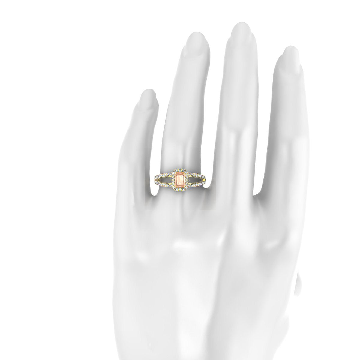 Grace | 18k Yellow Gold 6 x 4 mm Emerald Morganite Ring