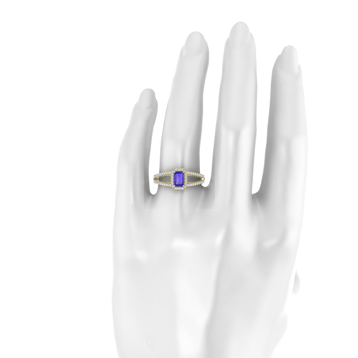 Grace | 18k Yellow Gold 6 x 4 mm Emerald Tanzanite Ring