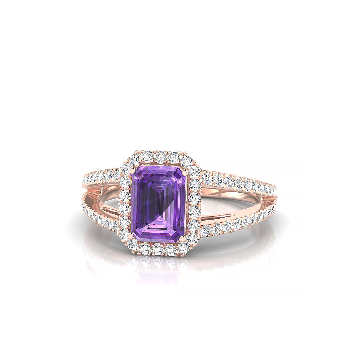 Grace | 18k Rose Gold 7 x 5 mm Emerald Amethyst Ring