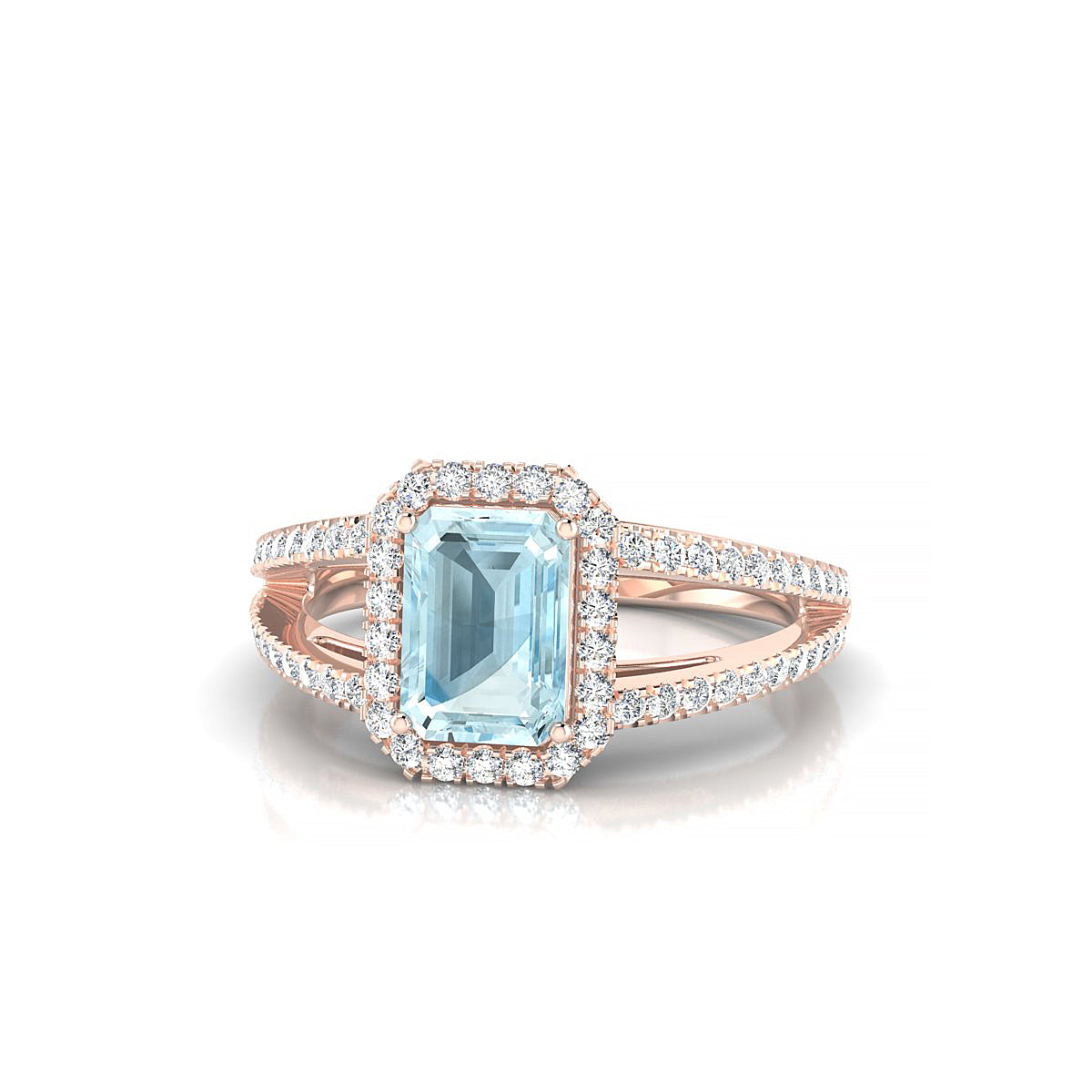 Grace | 18k Rose Gold 7 x 5 mm Emerald Aquamarine Ring