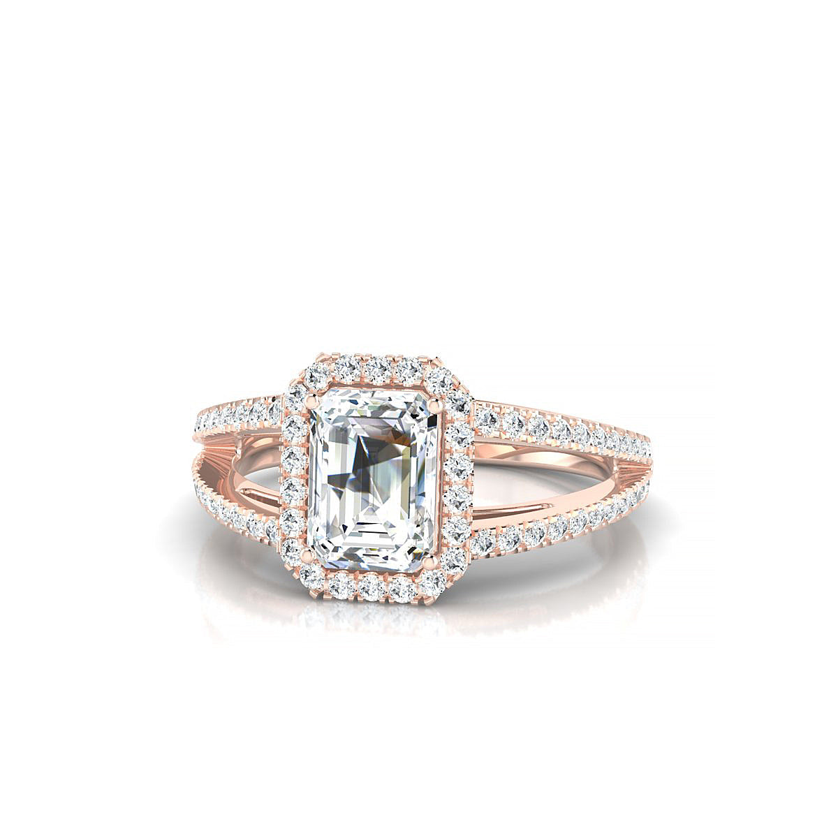Grace | 18k Rose Gold 7 x 5 mm Emerald Diamond Ring