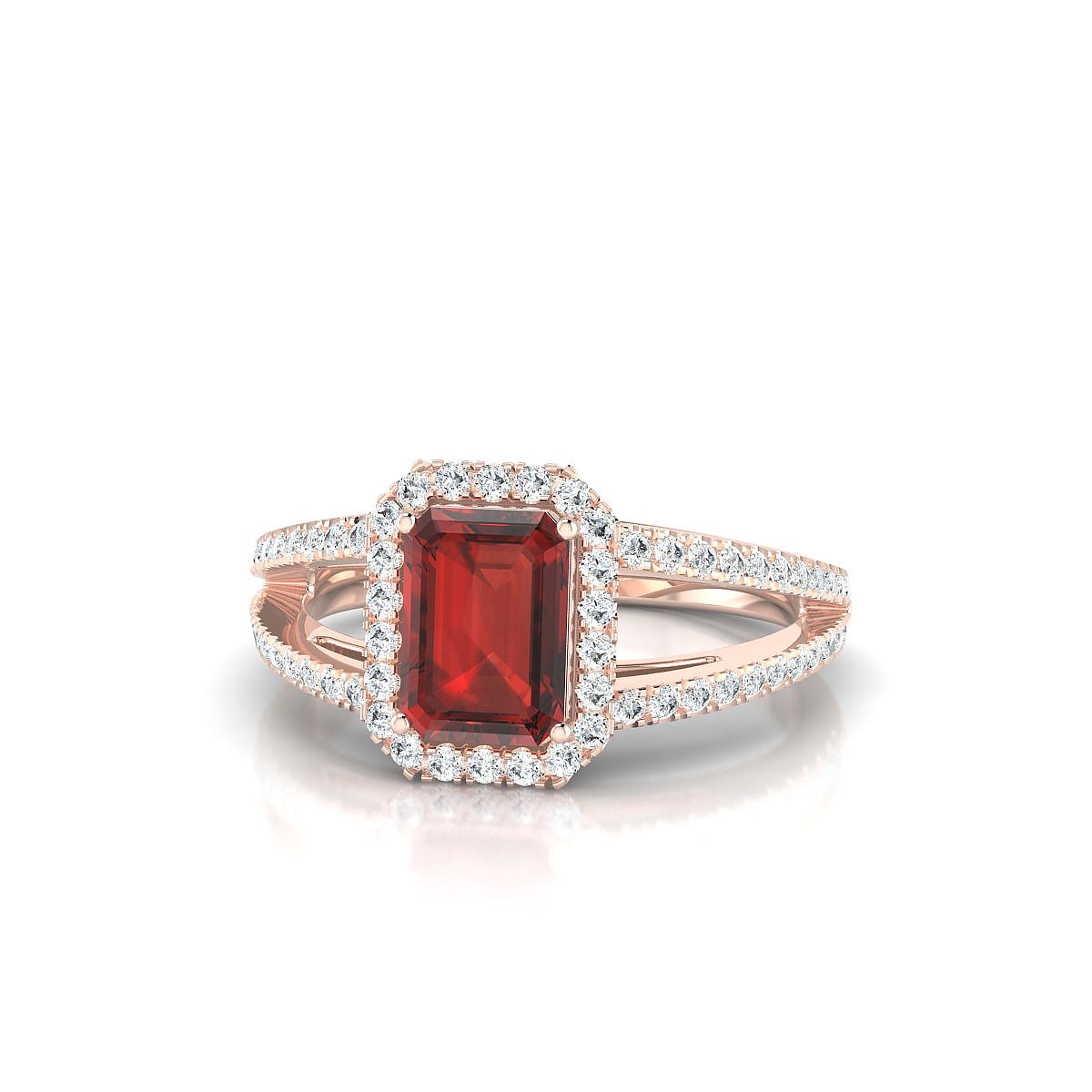 Grace | 18k Rose Gold 7 x 5 mm Emerald Garnet Ring