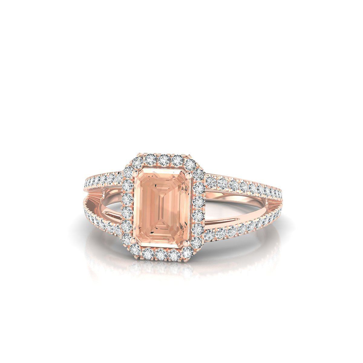 Grace | 18k Rose Gold 7 x 5 mm Emerald Morganite Ring
