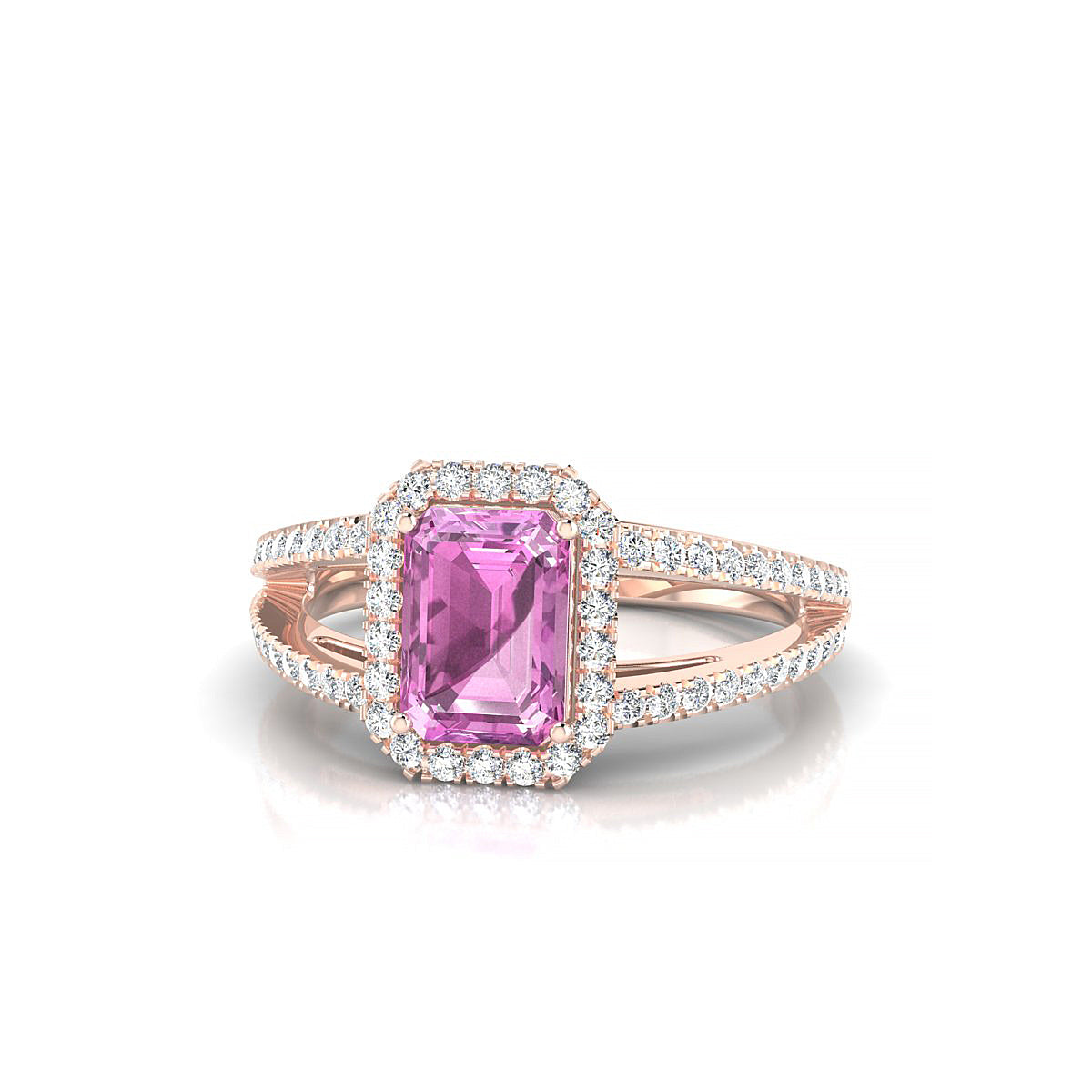 Grace | 18k Rose Gold 7 x 5 mm Emerald Pink Sapphire Ring