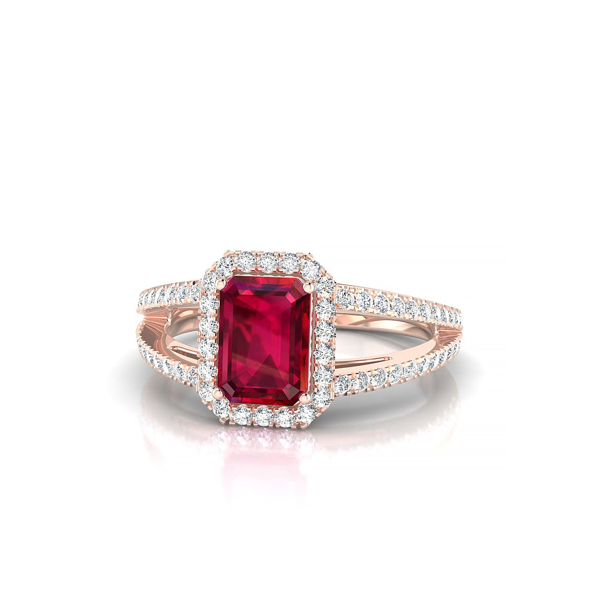 Grace | 18k Rose Gold 7 x 5 mm Emerald Ruby Ring