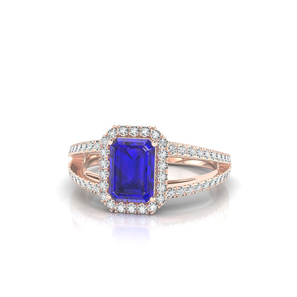 Grace | 18k Rose Gold 7 x 5 mm Emerald Tanzanite Ring