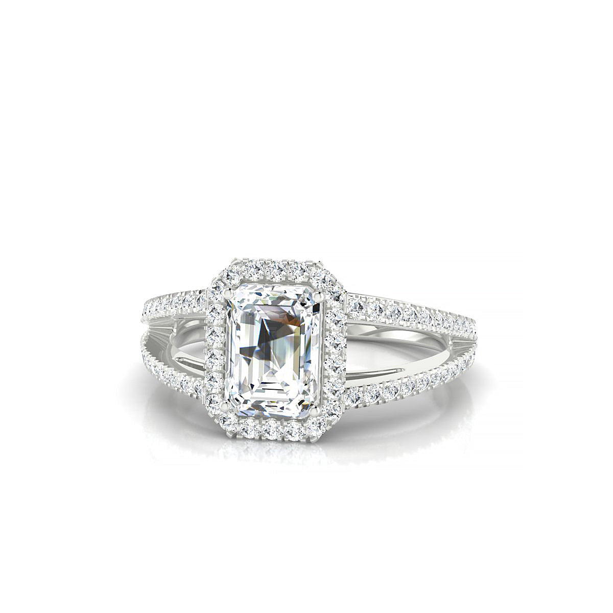 Grace | 18k White Gold 7 x 5 mm Emerald Diamond Ring