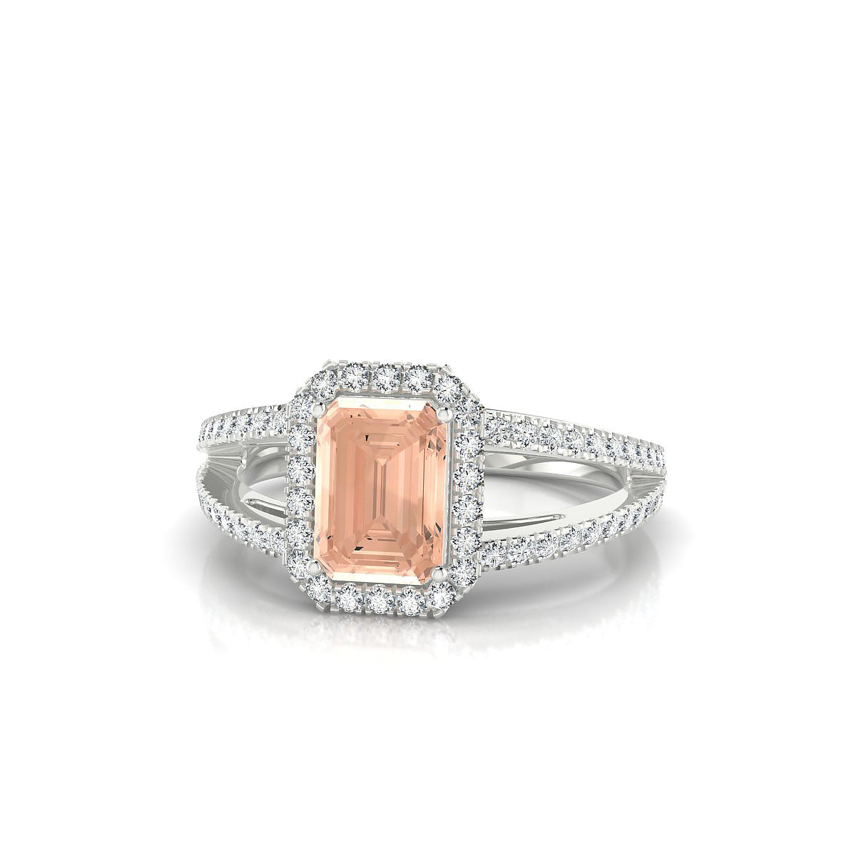 Grace | 18k White Gold 7 x 5 mm Emerald Morganite Ring