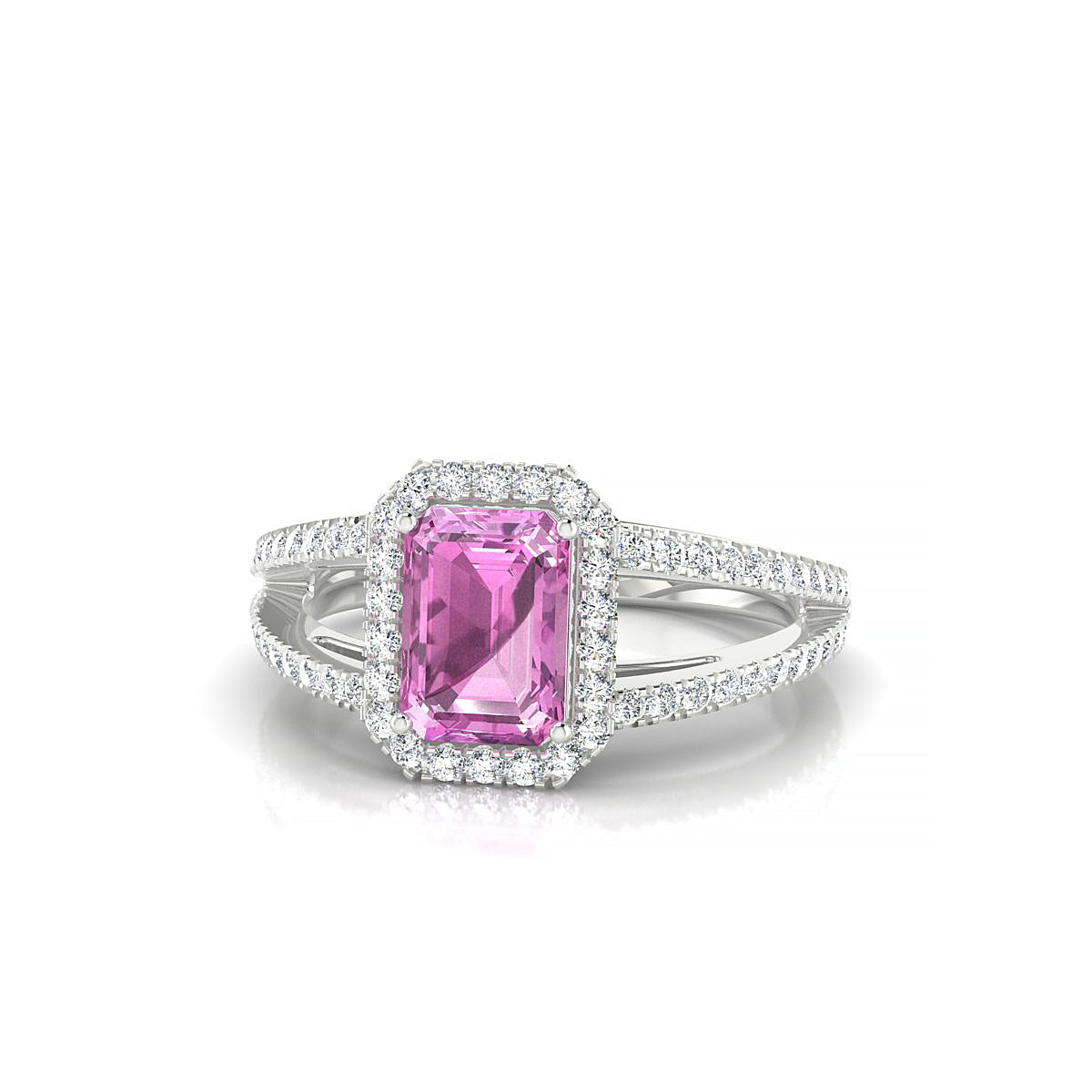 Grace | 18k White Gold 7 x 5 mm Emerald Pink Sapphire Ring