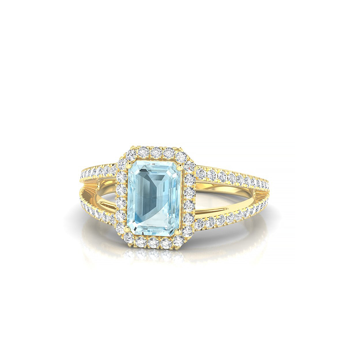 Grace | 18k Yellow Gold 7 x 5 mm Emerald Aquamarine Ring