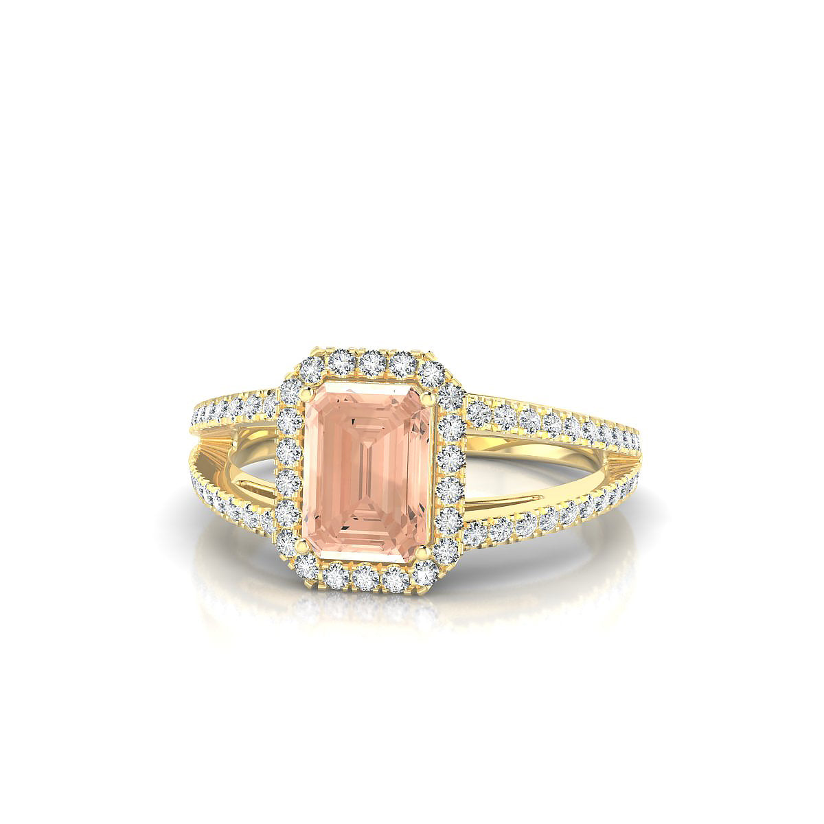Grace | 18k Yellow Gold 7 x 5 mm Emerald Morganite Ring