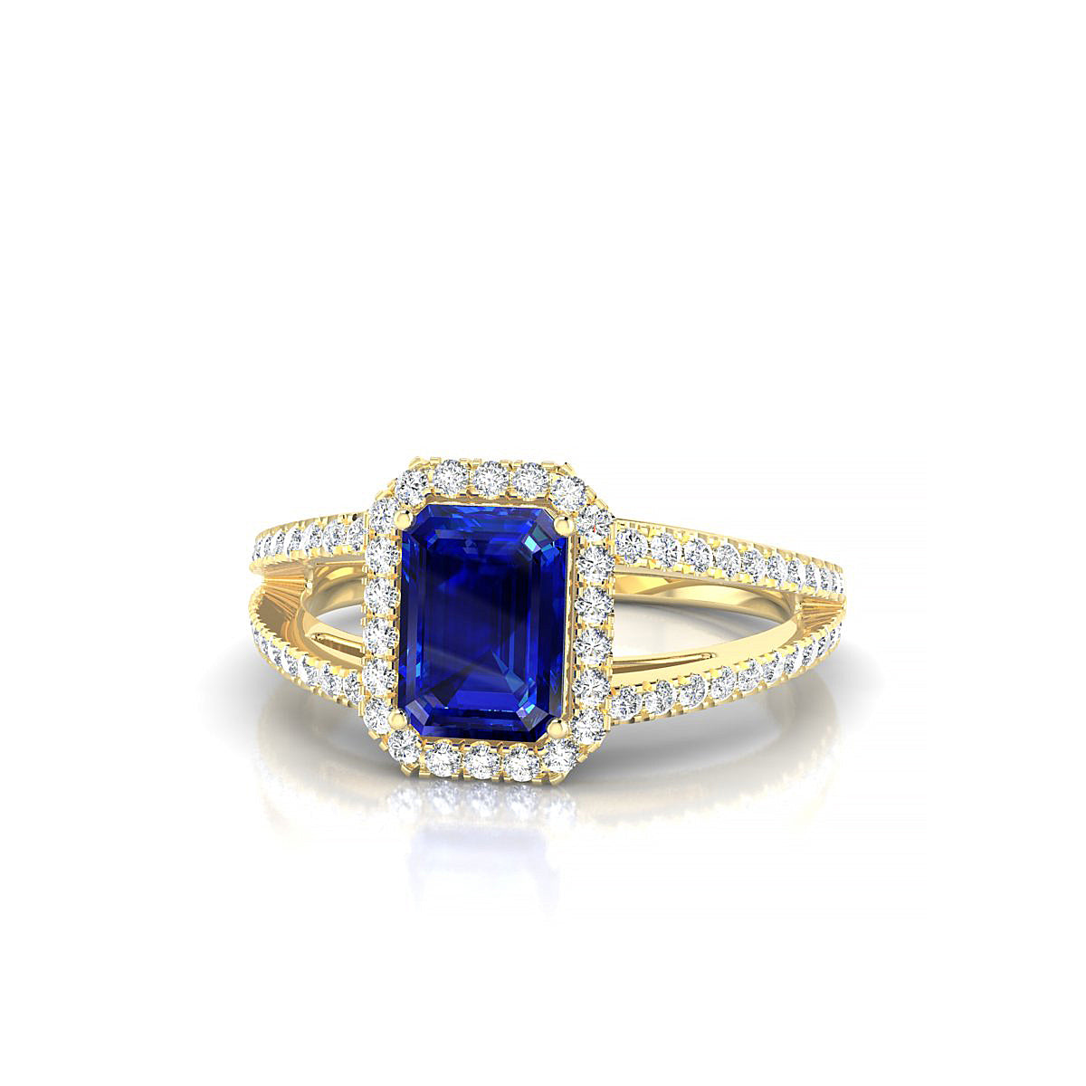 Grace | 18k Yellow Gold 7 x 5 mm Emerald Sapphire Ring