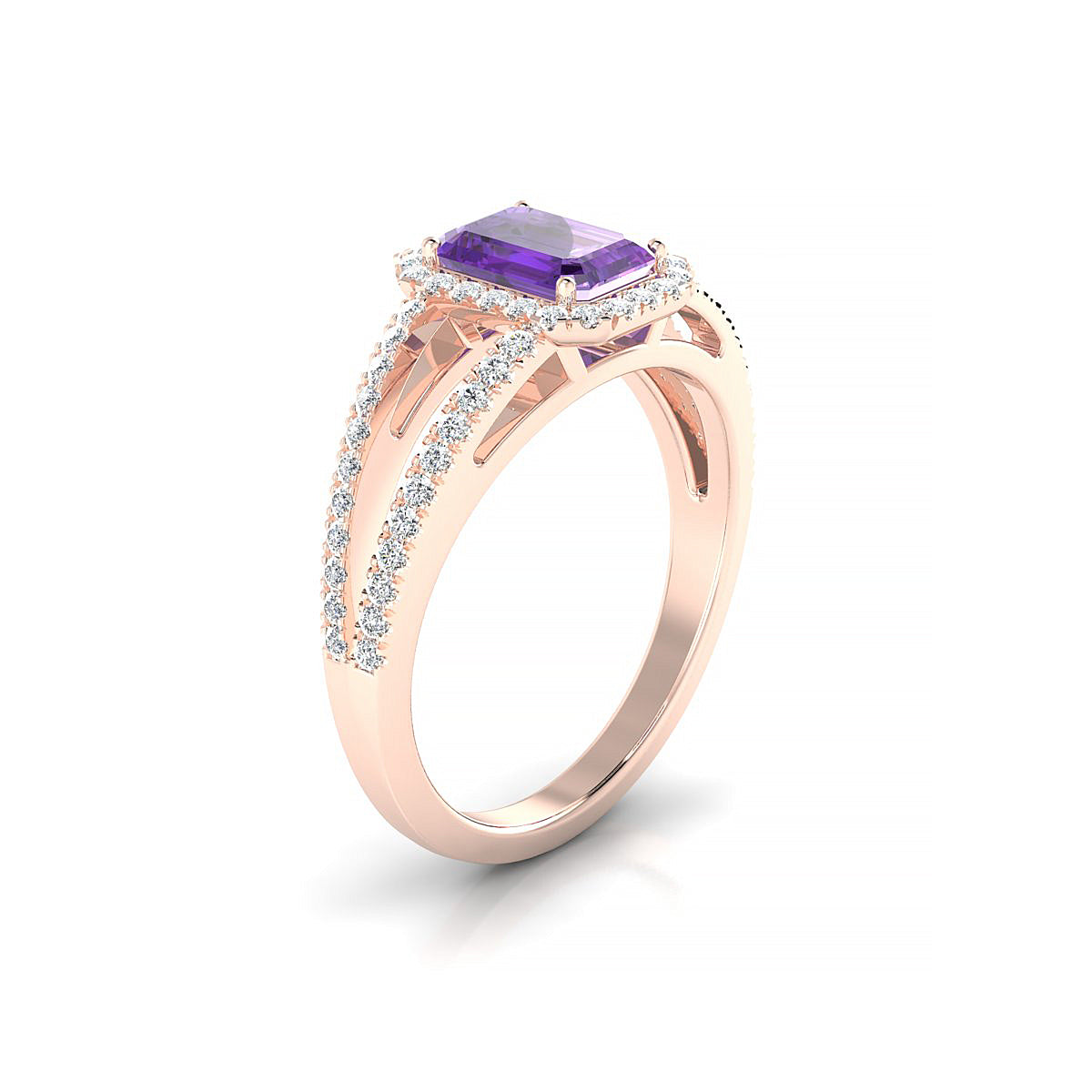 Grace | 18k Rose Gold 7 x 5 mm Emerald Amethyst Ring
