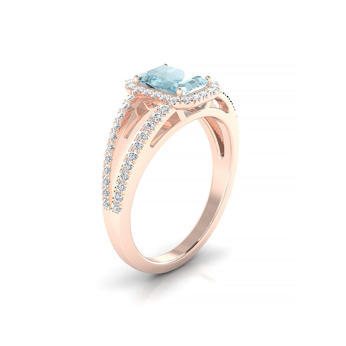 Grace | 18k Rose Gold 7 x 5 mm Emerald Aquamarine Ring