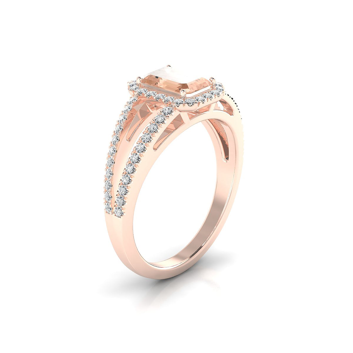 Grace | 18k Rose Gold 7 x 5 mm Emerald Morganite Ring