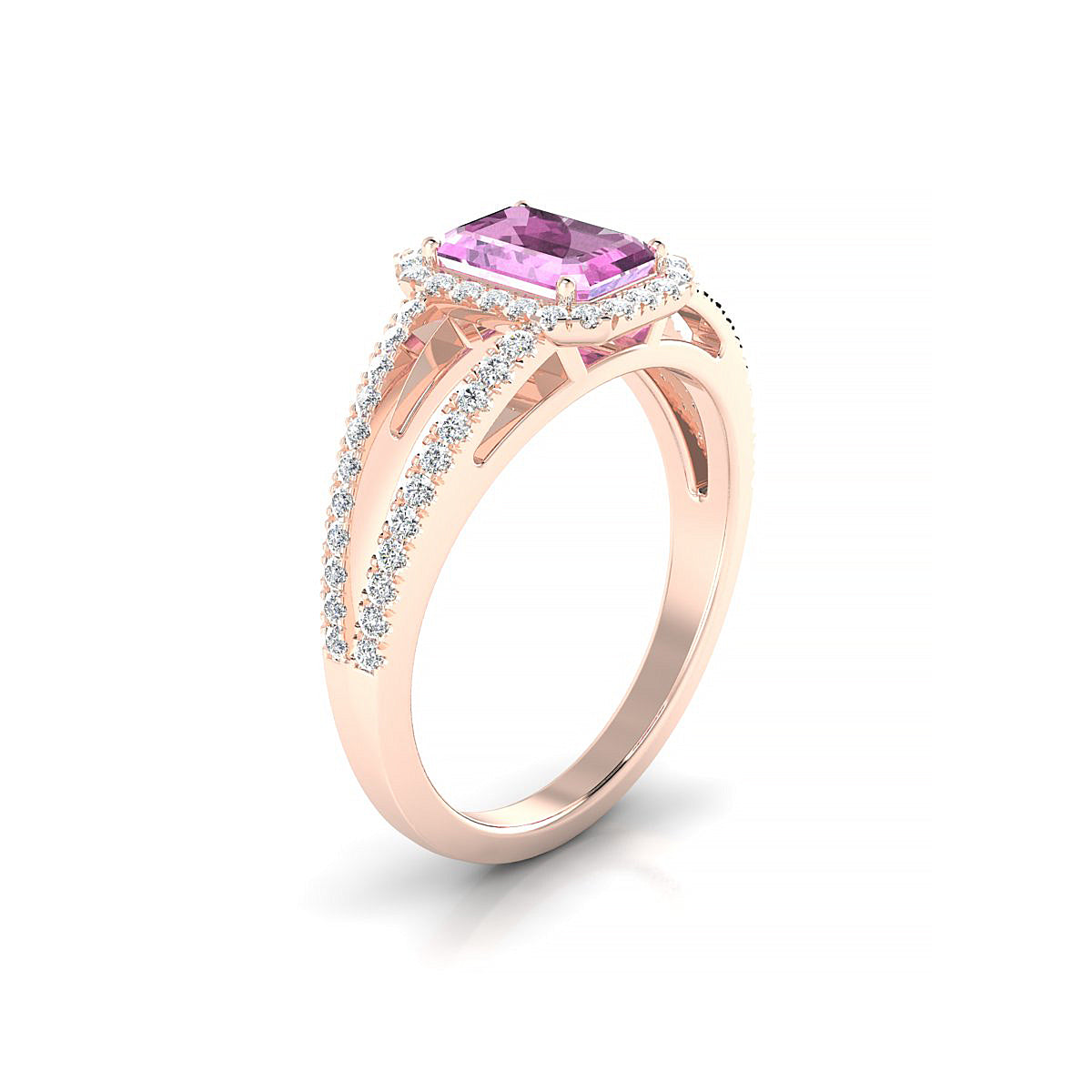 Grace | 18k Rose Gold 7 x 5 mm Emerald Pink Sapphire Ring