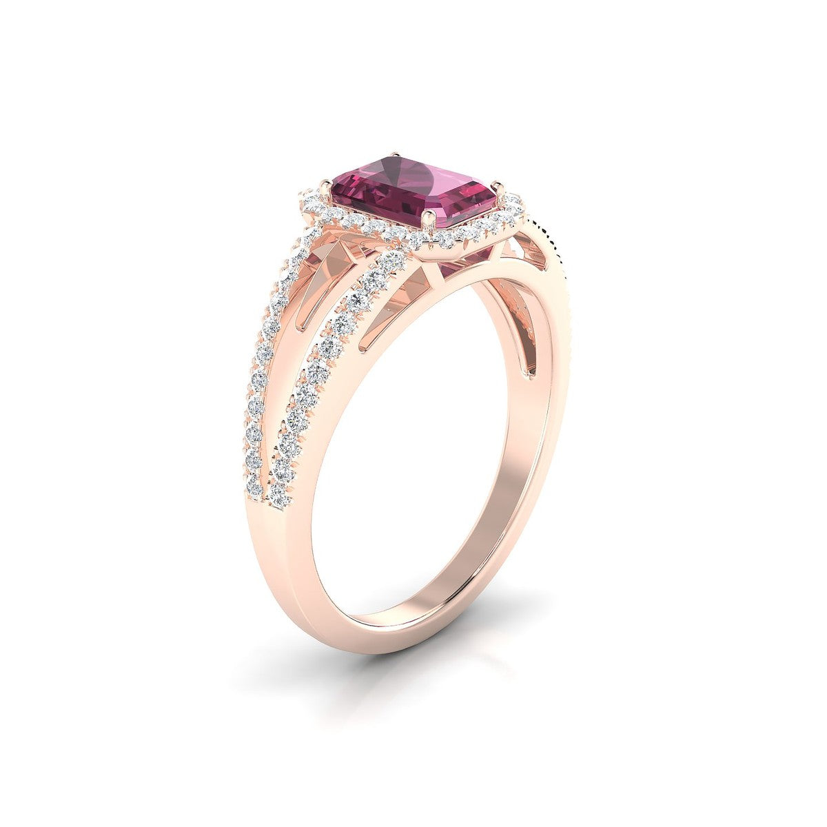 Grace | 18k Rose Gold 7 x 5 mm Emerald Rhodolite Ring