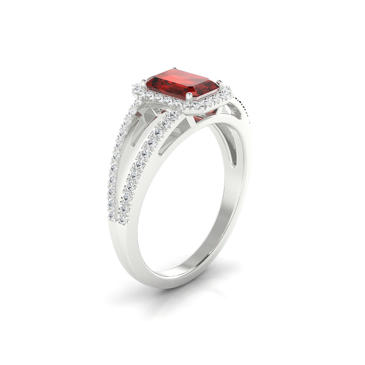 Grace | 18k White Gold 7 x 5 mm Emerald Garnet Ring
