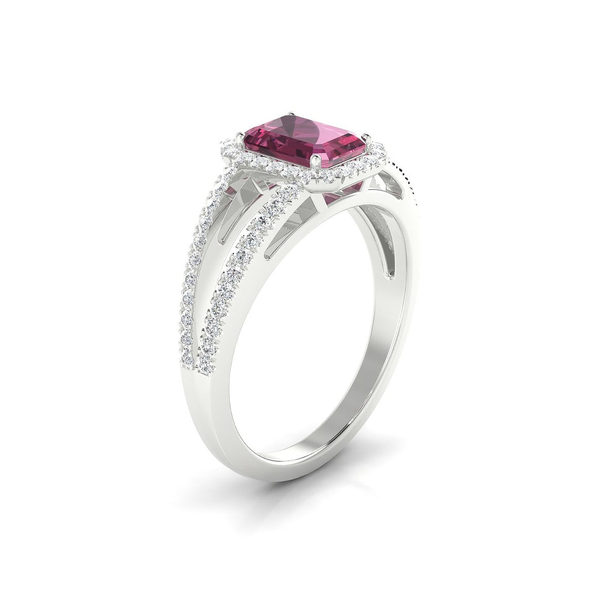 Grace | 18k White Gold 7 x 5 mm Emerald Rhodolite Ring