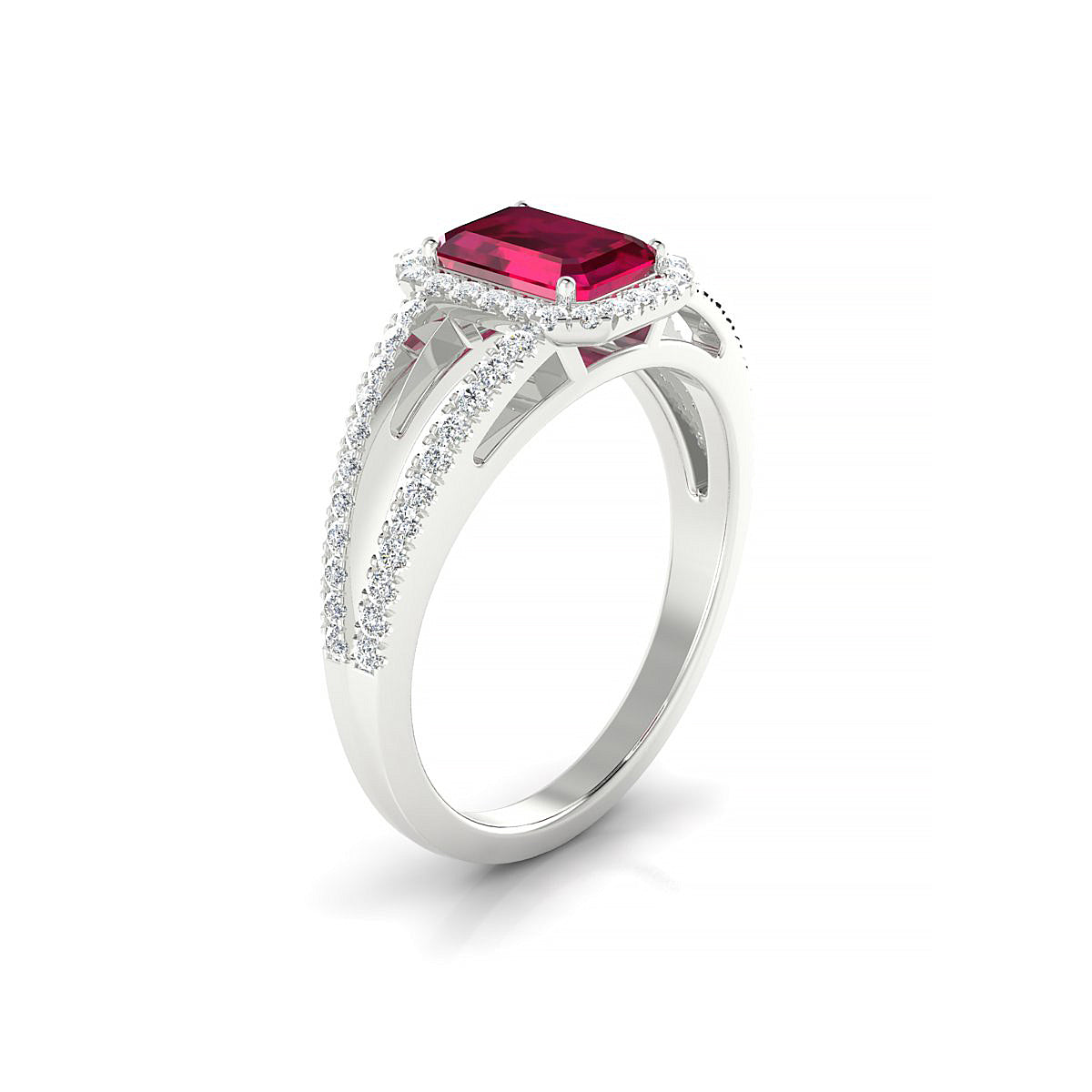 Grace | 18k White Gold 7 x 5 mm Emerald Ruby Ring