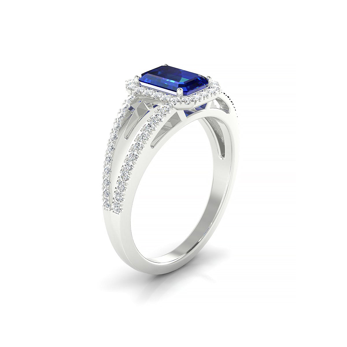 Grace | 18k White Gold 7 x 5 mm Emerald Sapphire Ring