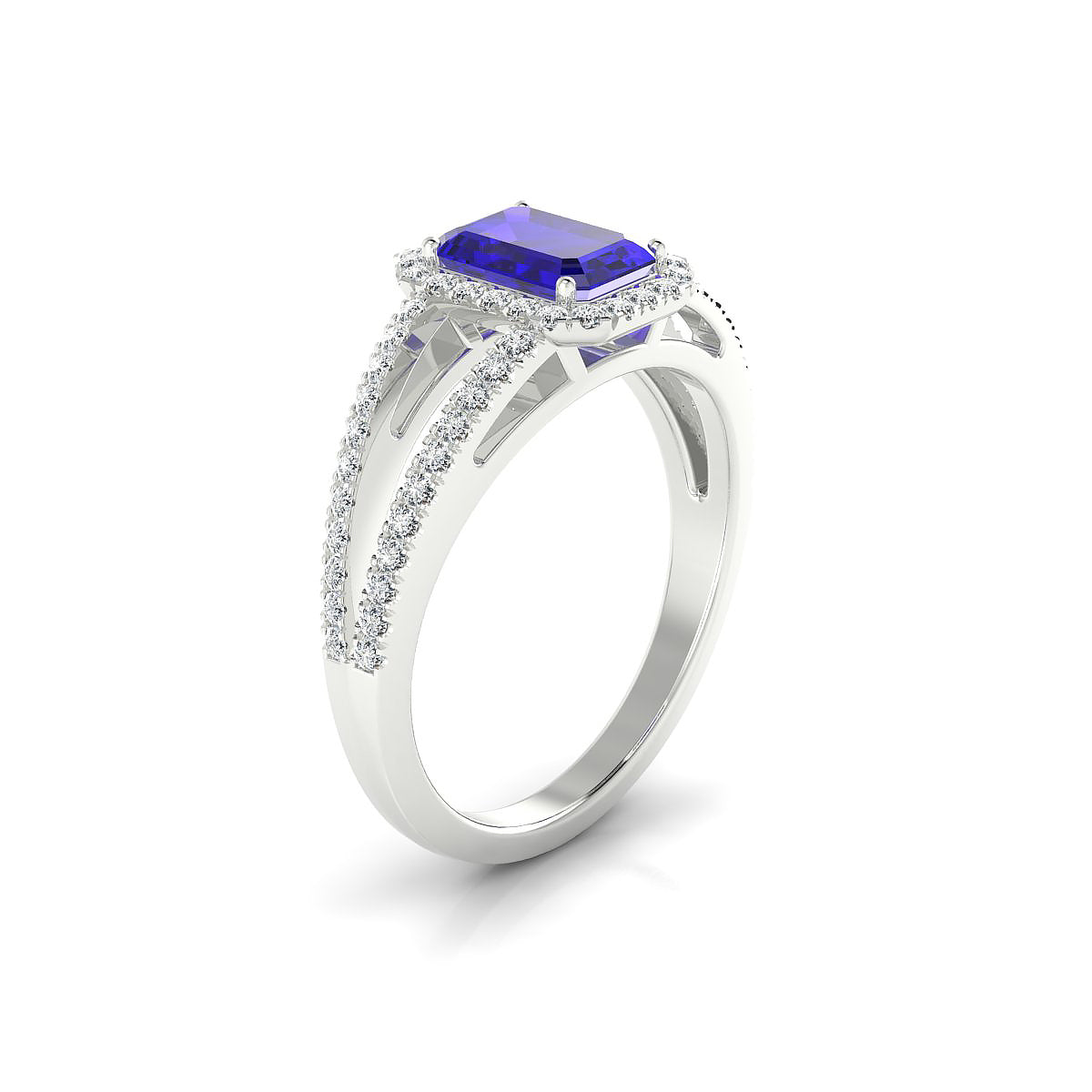 Grace | 18k White Gold 7 x 5 mm Emerald Tanzanite Ring