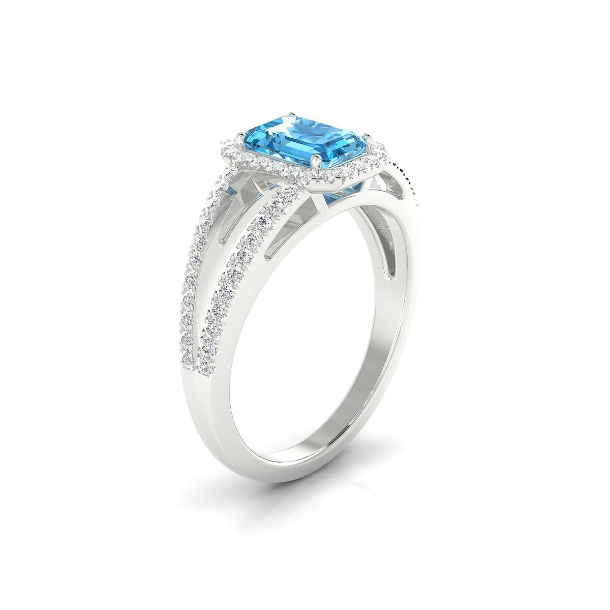 Grace | 18k White Gold 7 x 5 mm Emerald Topaz Ring