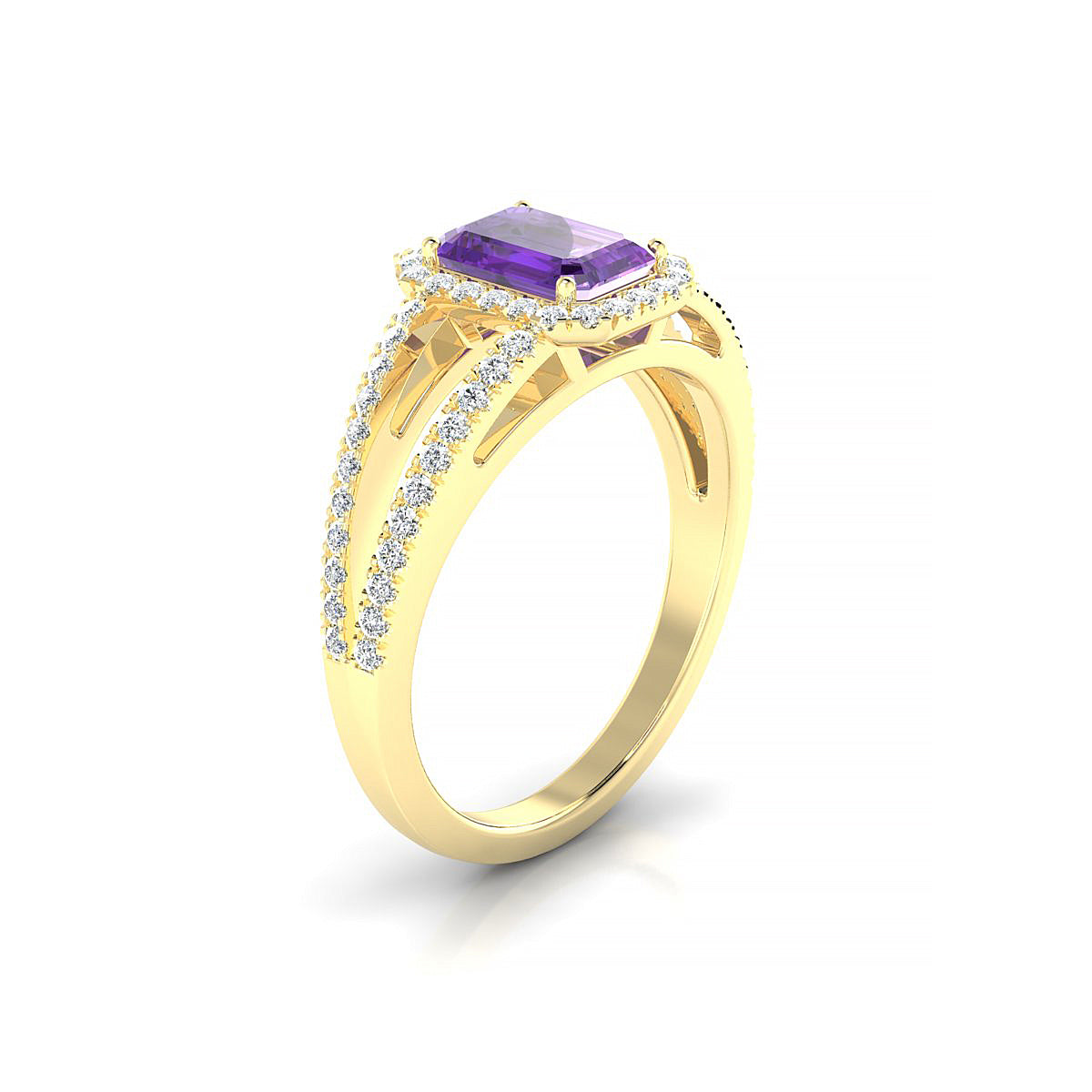 Grace | 18k Yellow Gold 7 x 5 mm Emerald Amethyst Ring