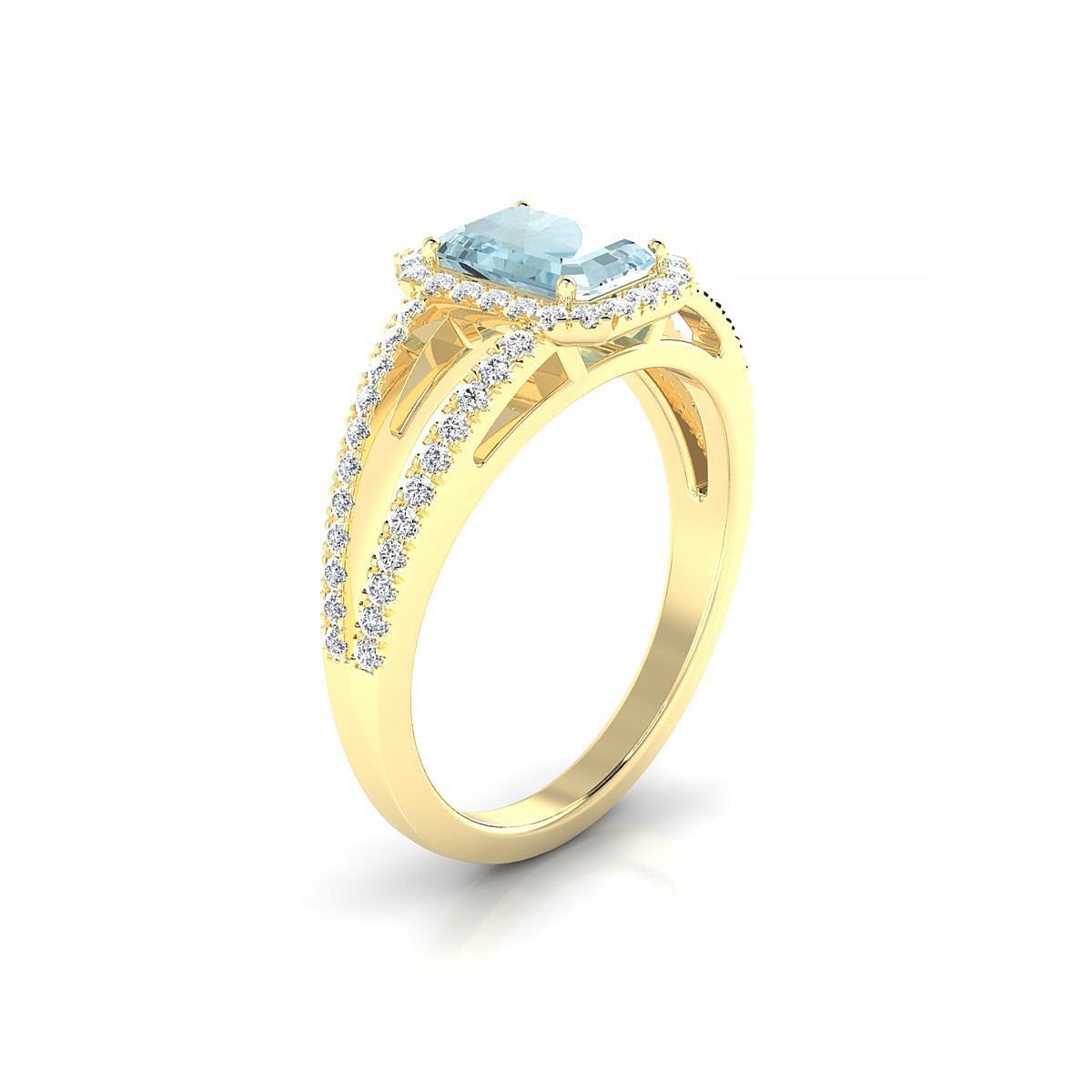 Grace | 18k Yellow Gold 7 x 5 mm Emerald Aquamarine Ring