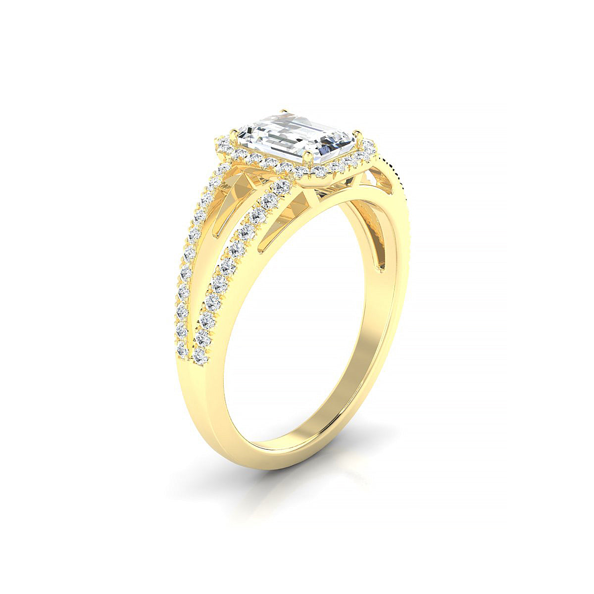 Grace | 18k Yellow Gold 7 x 5 mm Emerald Diamond Ring