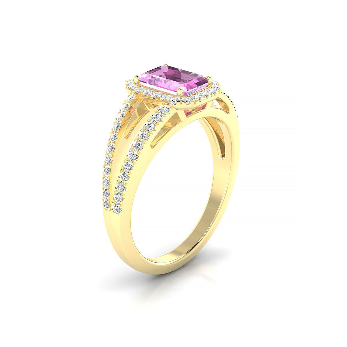 Grace | 18k Yellow Gold 7 x 5 mm Emerald Pink Sapphire Ring