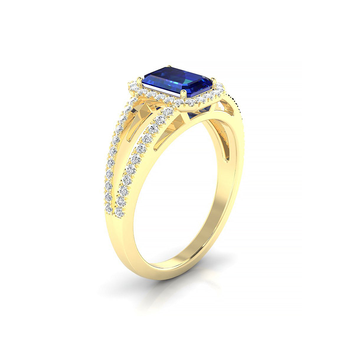 Grace | 18k Yellow Gold 7 x 5 mm Emerald Sapphire Ring