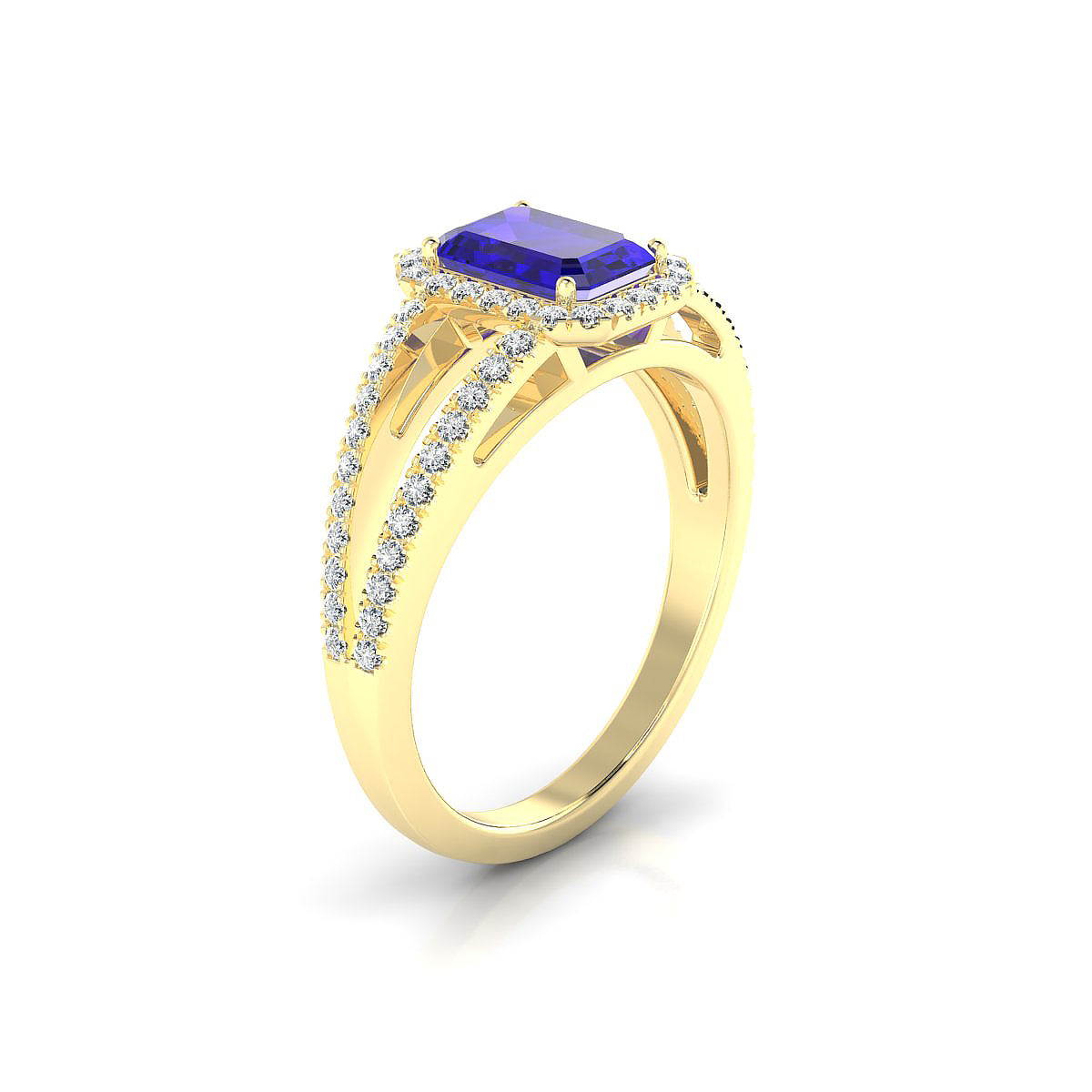 Grace | 18k Yellow Gold 7 x 5 mm Emerald Tanzanite Ring
