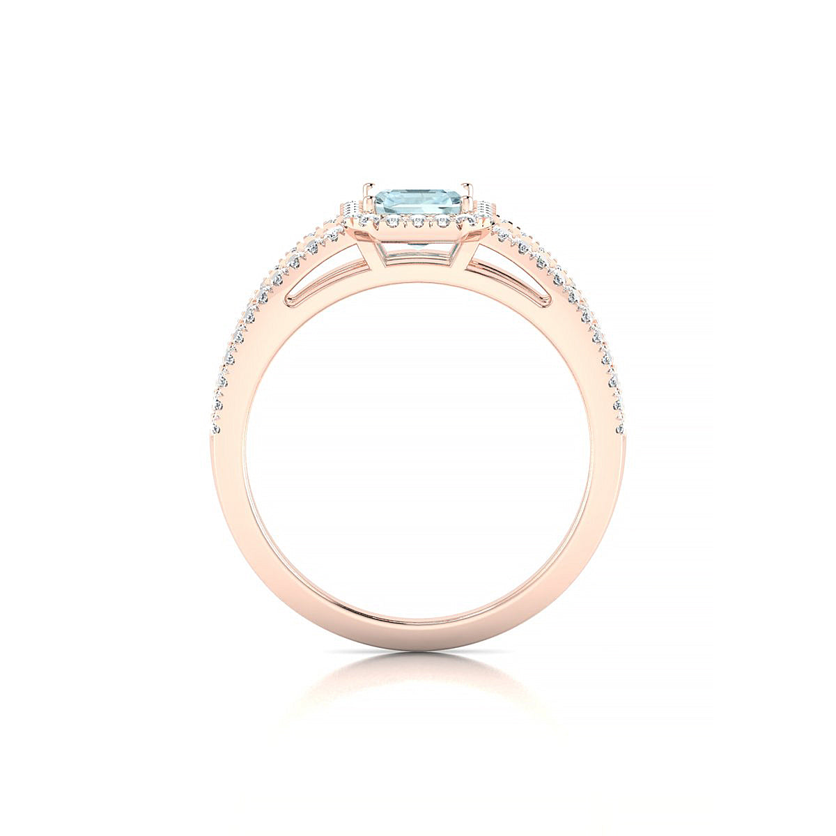 Grace | 18k Rose Gold 7 x 5 mm Emerald Aquamarine Ring