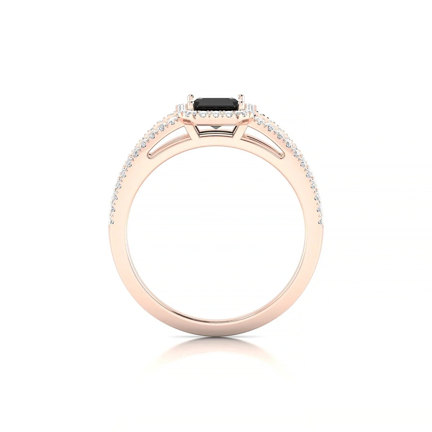 Grace | 18k Rose Gold 7 x 5 mm Emerald Black Diamond Ring
