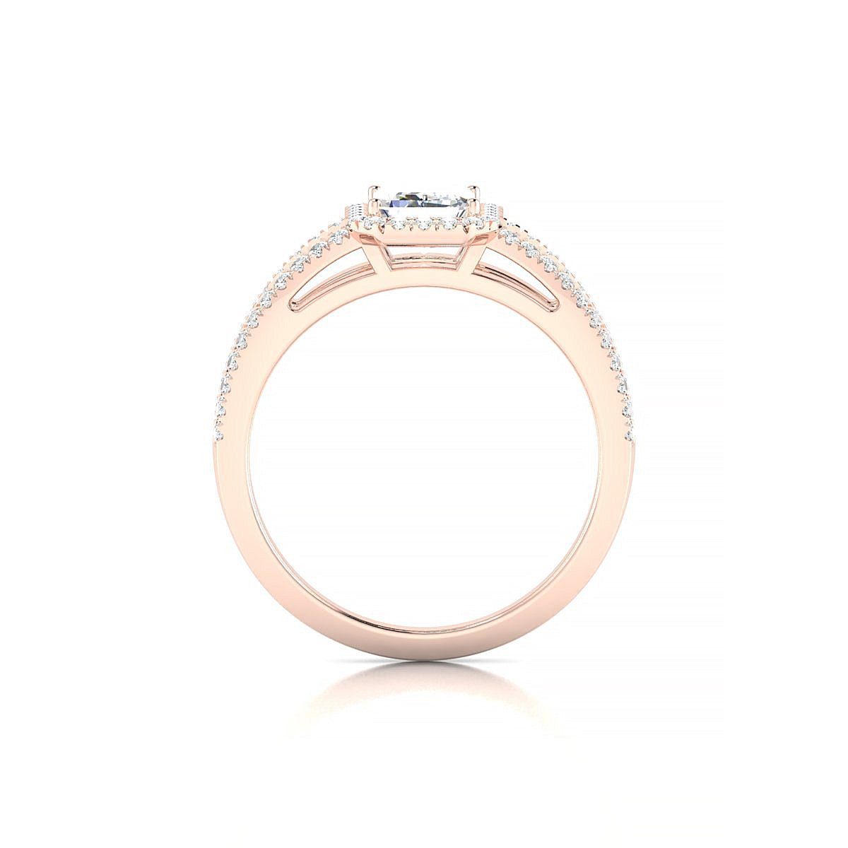 Grace | 18k Rose Gold 7 x 5 mm Emerald Diamond Ring