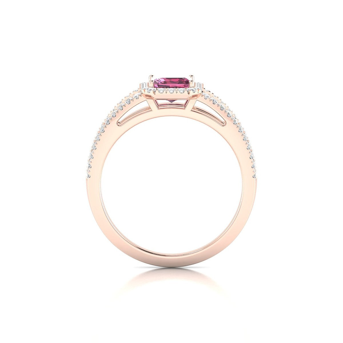 Grace | 18k Rose Gold 7 x 5 mm Emerald Rhodolite Ring