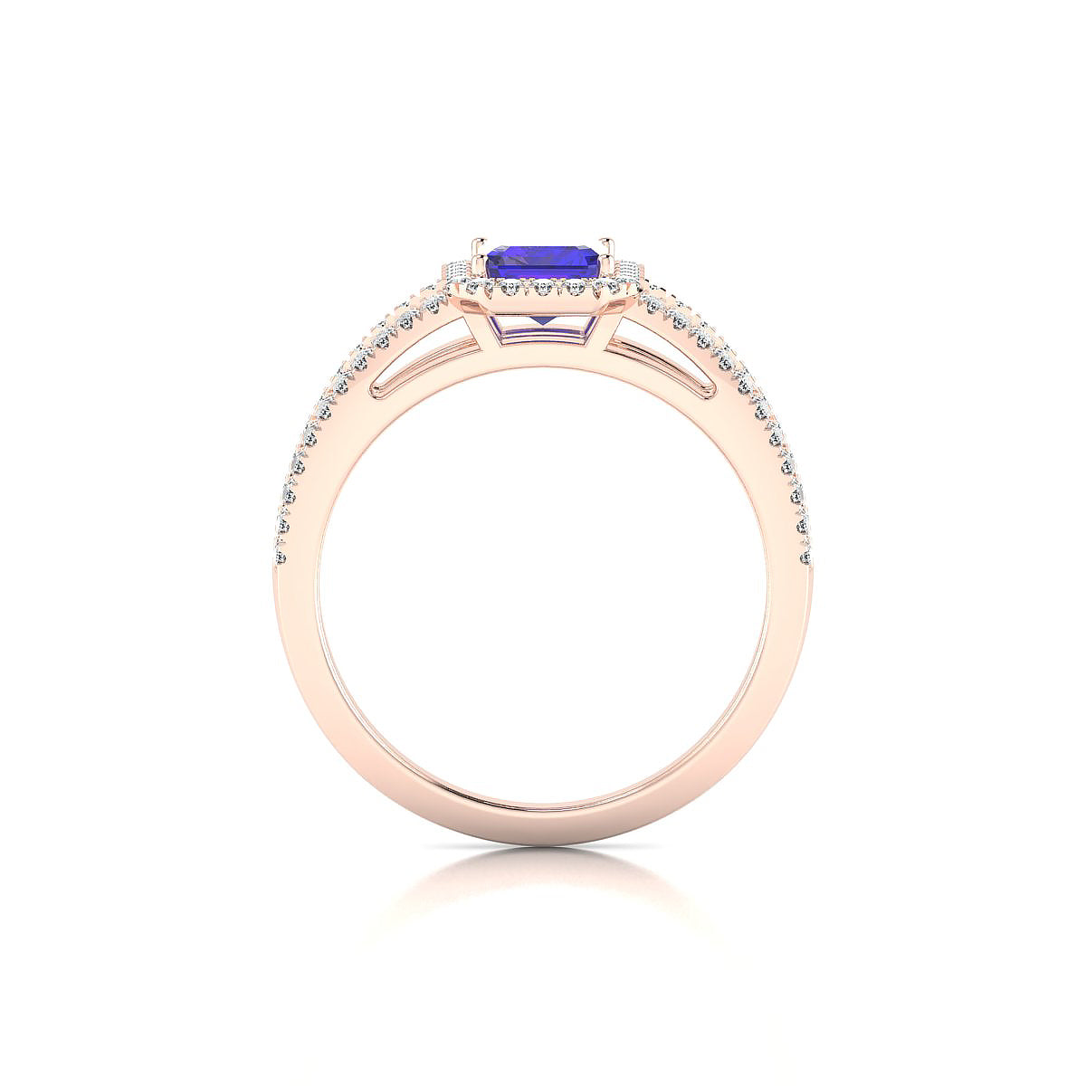 Grace | 18k Rose Gold 7 x 5 mm Emerald Tanzanite Ring