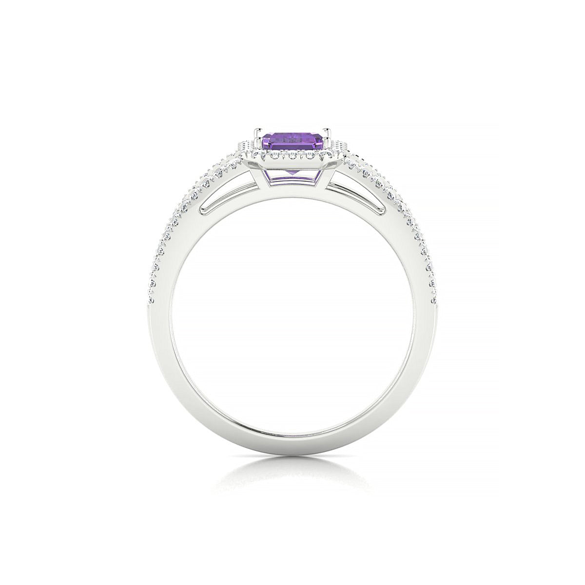 Grace | 18k White Gold 7 x 5 mm Emerald Amethyst Ring