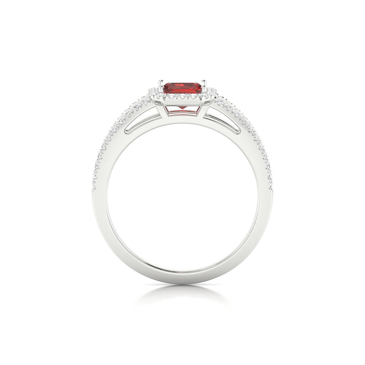 Grace | 18k White Gold 7 x 5 mm Emerald Garnet Ring