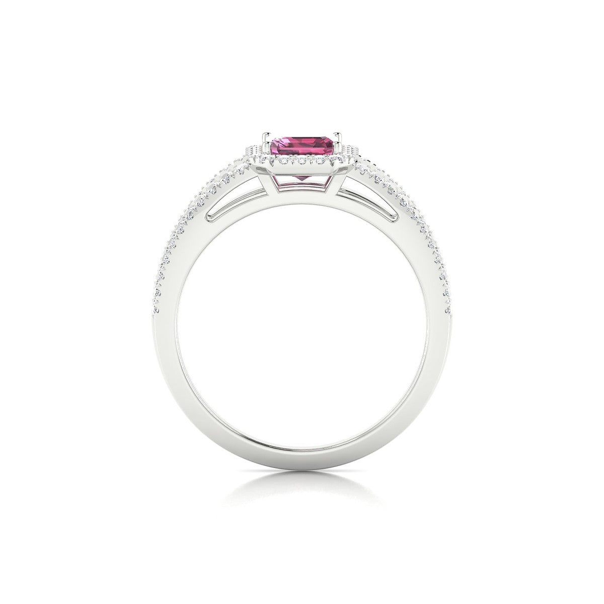 Grace | 18k White Gold 7 x 5 mm Emerald Rhodolite Ring