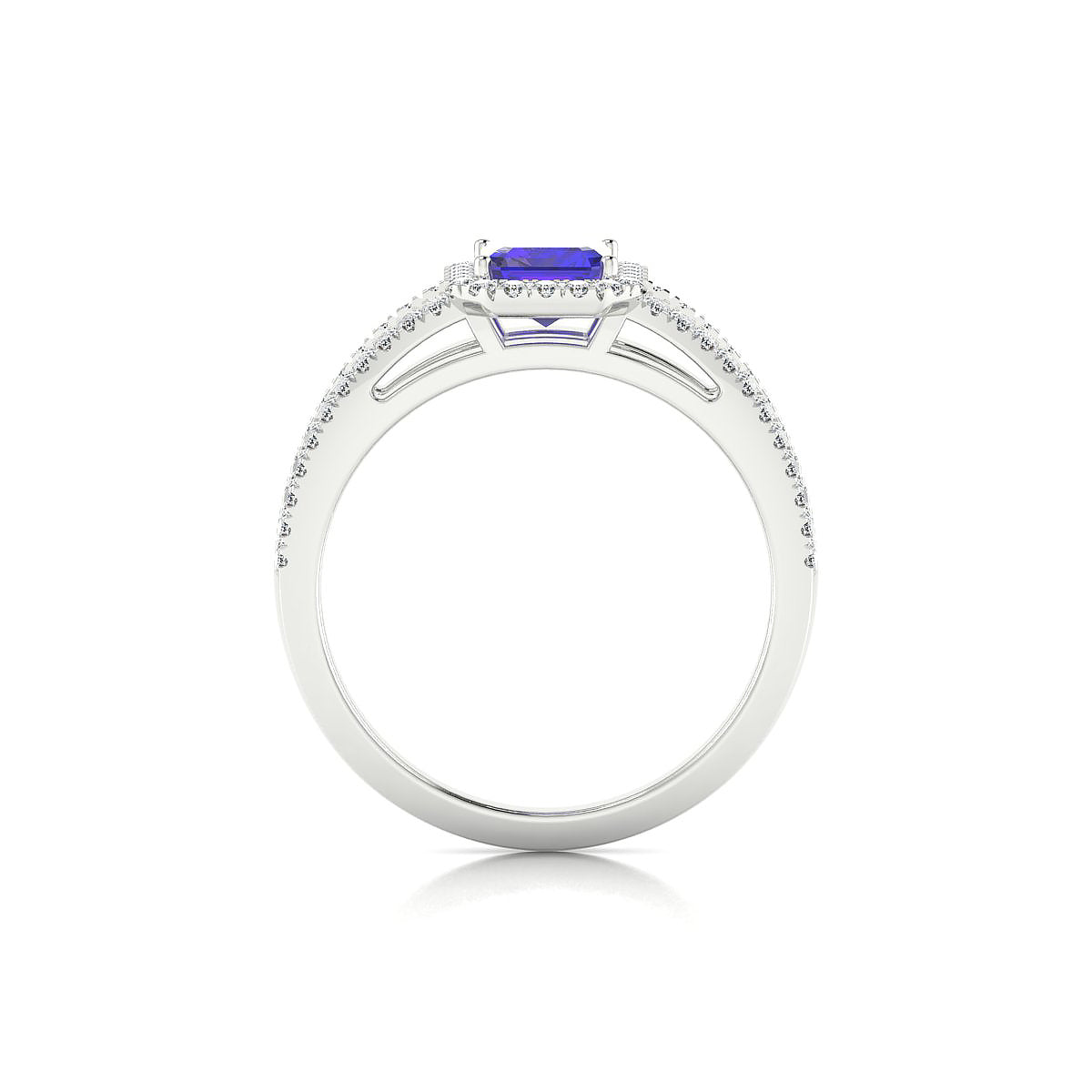 Grace | 18k White Gold 7 x 5 mm Emerald Tanzanite Ring